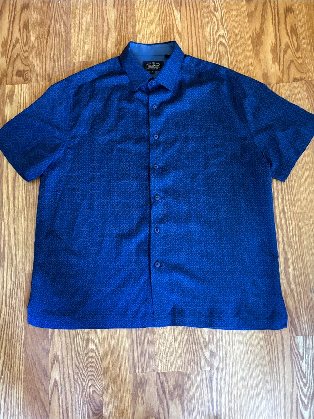 Nat Nast Short Sleeve Button-Down Shirt in Deep Blue
